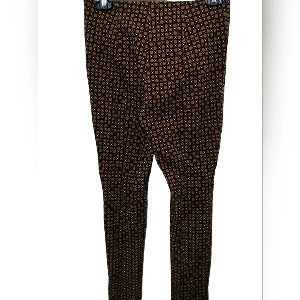 1810) Anthropologie The Essential Women's Cropped Pant in Brown Motif Size 2